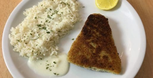 Filetspitzen mit Langkornreis und heller Soße